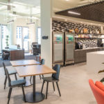 Open view of cafe area and Coworking area.