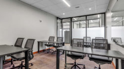 Private conference room seating up to 10 guests.