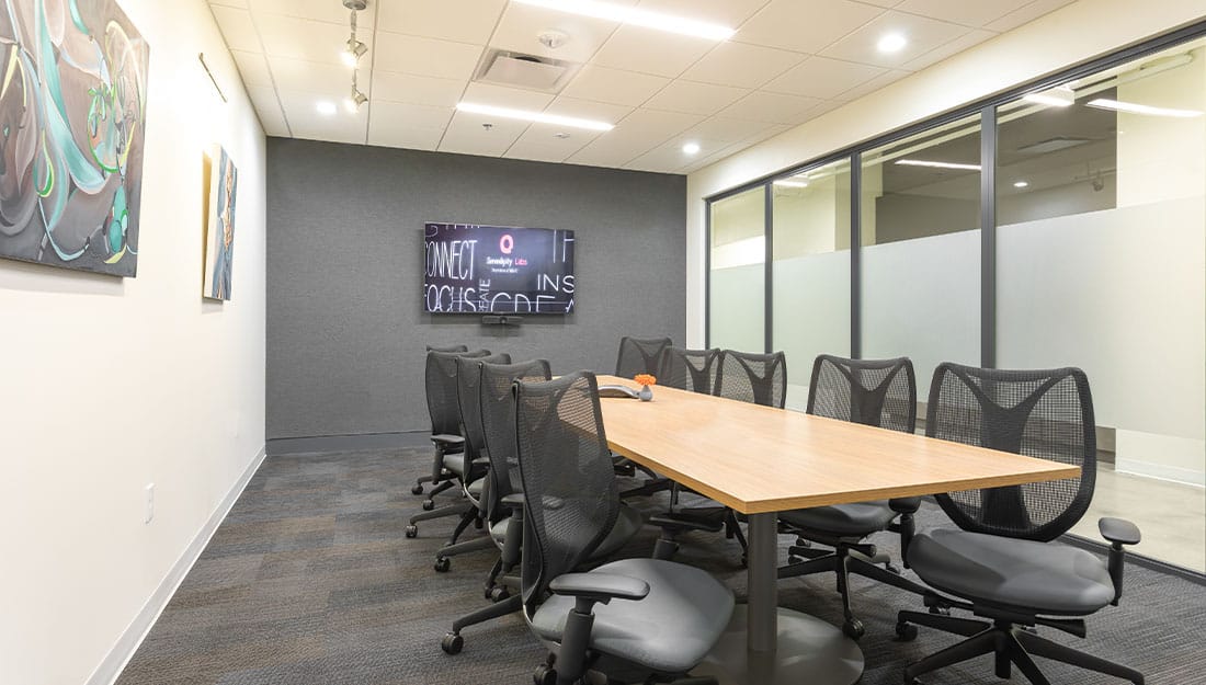 Open Boardroom with built-in A/V system.