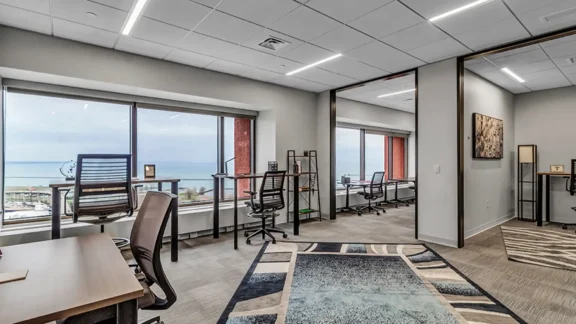 Buffalo Seneca One Private Office & Coworking Space, Private Team Room with views to outside.