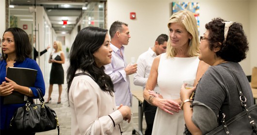 After-hours event hosted in Coworking area with catered drinks