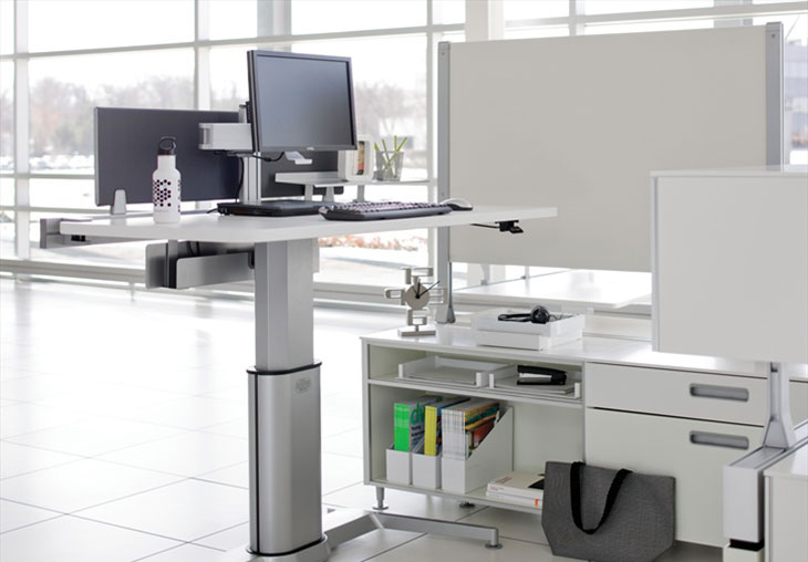 Innovators have created various office furniture solutions that encourage people to stand more while on the job.