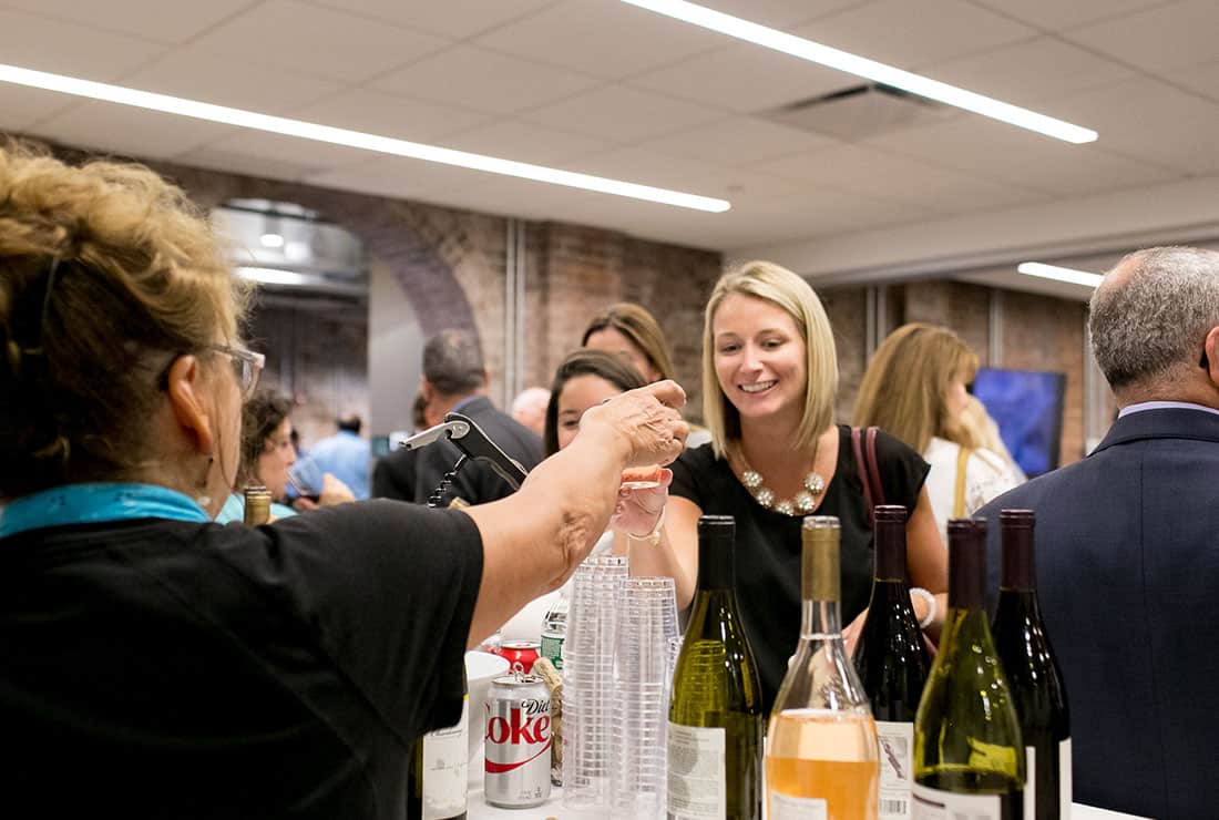 After-hours event hosted in Coworking area with catered drinks