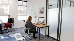 Two person private office with outdoor views.